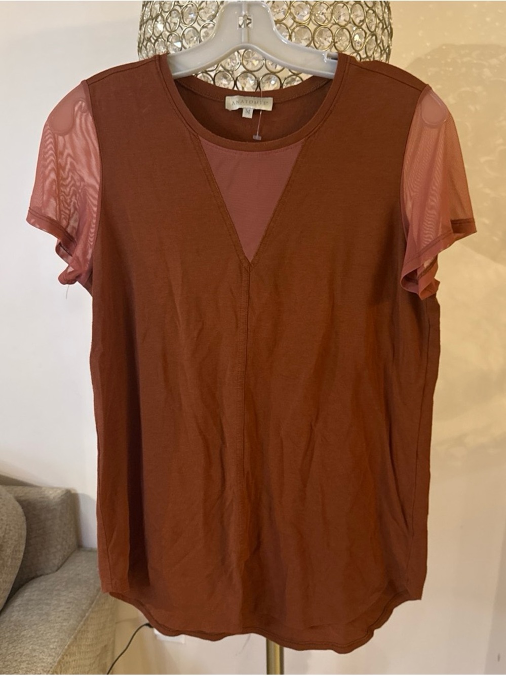 Anatomie Rust Mesh-Sleeve Women's Top M
